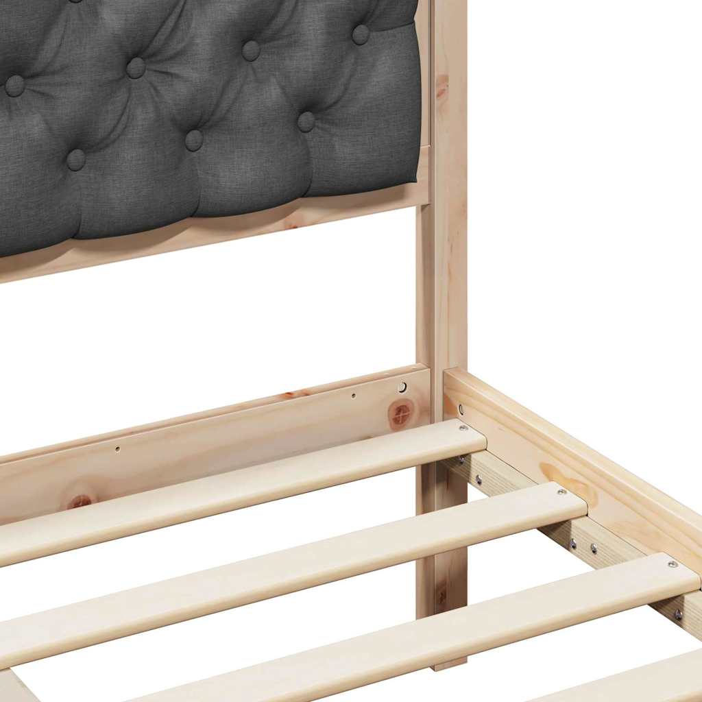 Bed Frame with Headboard Dark Grey 100 x 200 cm Solid Pine Wood